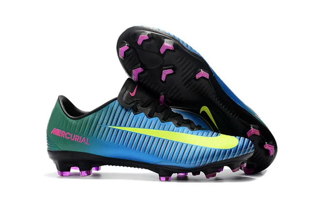 Nike Mercurial Vapor Black White Yellow Firm-Ground Soccer Shoes 23