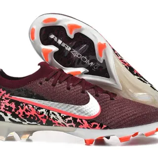 Nike Mercurial Vapor Burgundy Orange Low-Cut Flyknit Upper Sock-Fit Collar Firm-Ground Soccer Shoes