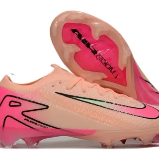 Nike Mercurial Vapor Pink Beige Low-Cut Knit Upper Asymmetrical Lacing Firm-Ground Soccer Shoes