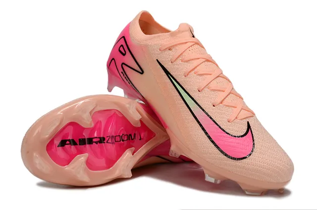 Nike Mercurial Vapor Pink Beige Low-Cut Knit Upper Asymmetrical Lacing Firm-Ground Soccer Shoes 4