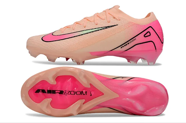 Nike Mercurial Vapor Pink Beige Low-Cut Knit Upper Asymmetrical Lacing Firm-Ground Soccer Shoes 6