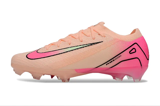 Nike Mercurial Vapor Pink Beige Low-Cut Knit Upper Asymmetrical Lacing Firm-Ground Soccer Shoes 7
