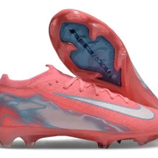 Nike Mercurial Vapor Pink Blue Low-Cut Knit Upper Asymmetric Lacing Firm-Ground Soccer Shoes