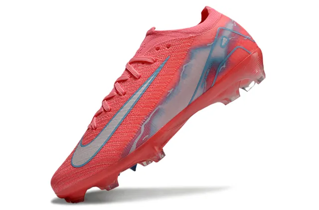 Nike Mercurial Vapor Pink Blue Low-Cut Knit Upper Asymmetric Lacing Firm-Ground Soccer Shoes 3