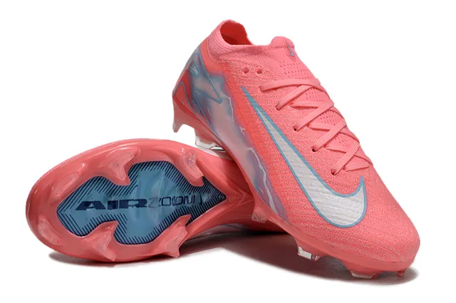 Nike Mercurial Vapor Pink Blue Low-Cut Knit Upper Asymmetric Lacing Firm-Ground Soccer Shoes 4
