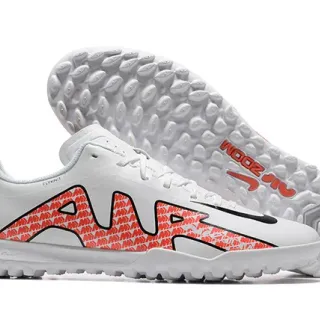 Nike Mercurial Vapor White Orange Low-Cut Lace-Up Conical Studs Turf Soccer Shoes