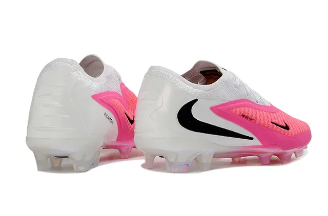Nike Mercurial أحذية كرة القدم بيضاء ووردية مع وجه علوي من الخياطة وشريط منتصف القدم مع أضلاع وتسنين للأرضية الصلبة 2