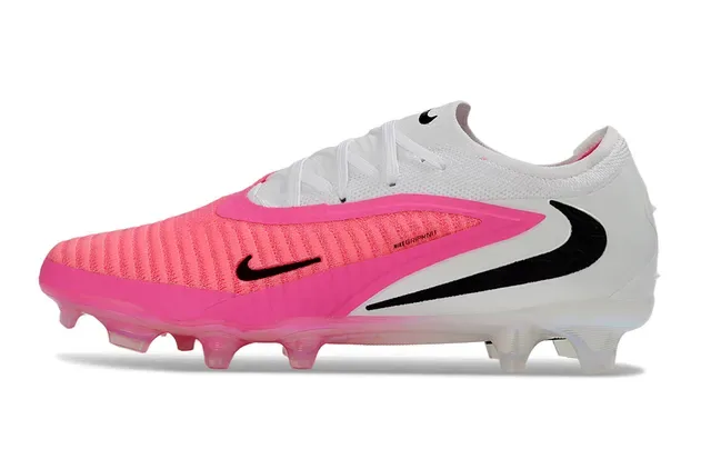 Nike Mercurial أحذية كرة القدم بيضاء ووردية مع وجه علوي من الخياطة وشريط منتصف القدم مع أضلاع وتسنين للأرضية الصلبة 4