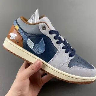 Nike Navy Gray Patchwork Upper Denim-Textured Swoosh Lifestyle Sneakers