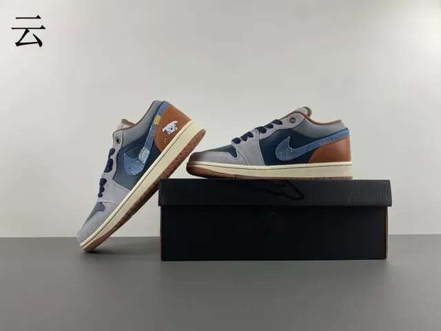 Nike Navy Gray Patchwork Upper Denim-Textured Swoosh Lifestyle Sneakers 12