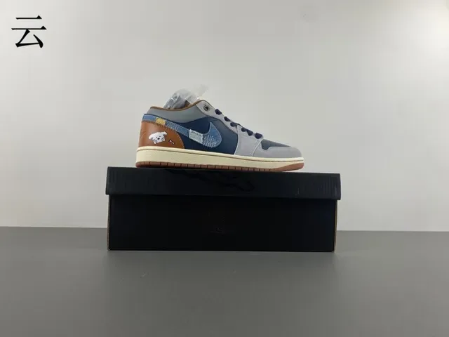 Nike Navy Gray Patchwork Upper Denim-Textured Swoosh Lifestyle Sneakers 14