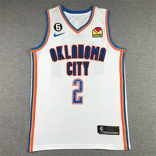 Nike Oklahoma City Thunder Shai Gilgeous-Alexander #2 White Blue NBA Swingman-Style V-Neck Jersey