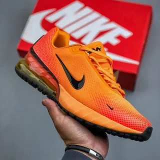 Nike Naranja Negro Parte superior de malla ingenieril de longitud completa visible Unidad Air Max Zapatillas de correr
