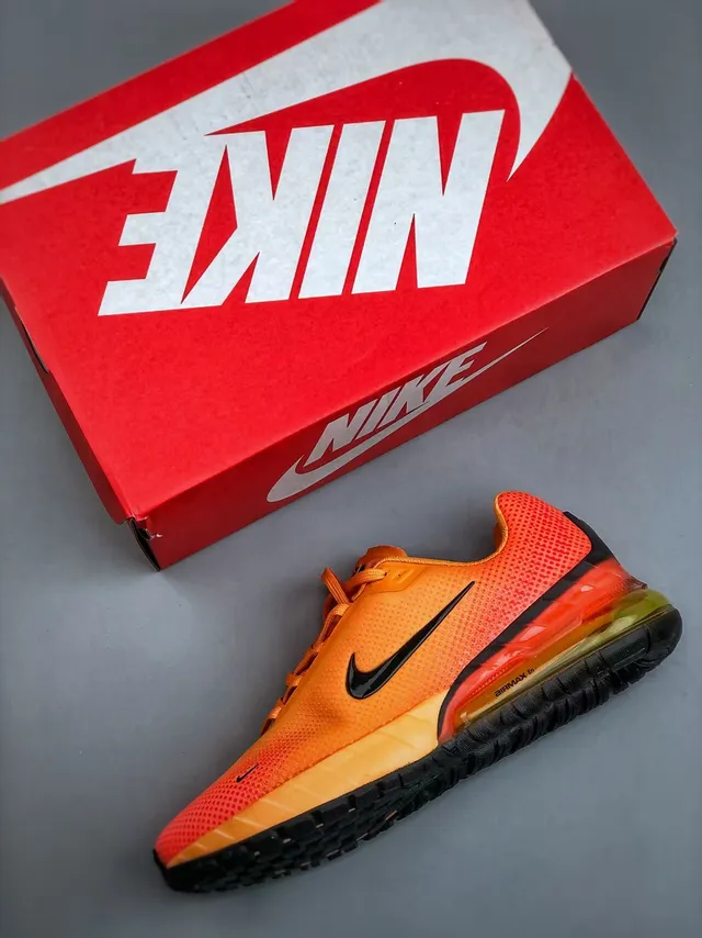 Nike Orange Black Engineered Mesh Upper Full-Length Visible Air Max Unit Running Shoes 3