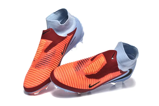 Nike Orange Blue Sock-Fit Knit Upper Asymmetric Lacing Firm-Ground Soccer Shoes 2