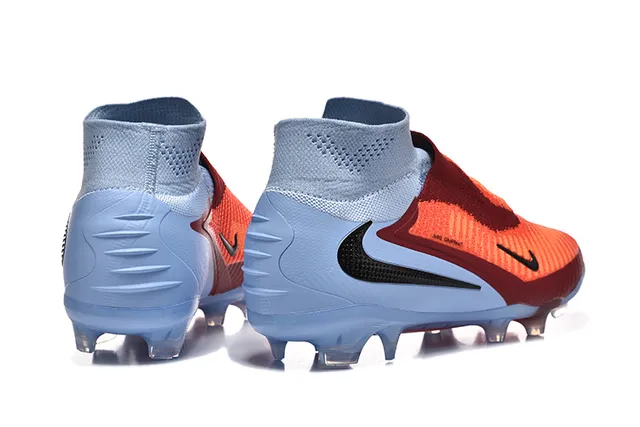 Nike Orange Blue Sock-Fit Knit Upper Asymmetric Lacing Firm-Ground Soccer Shoes 5