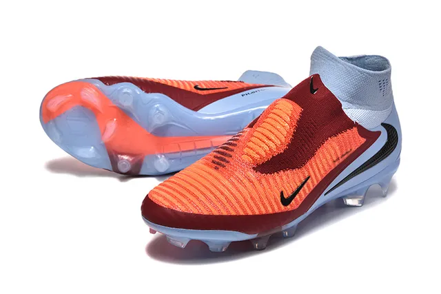 Nike Orange Blue Sock-Fit Knit Upper Asymmetric Lacing Firm-Ground Soccer Shoes 6