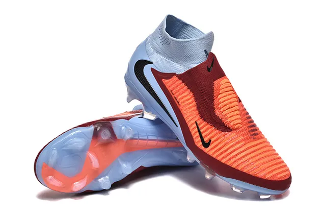 Nike Orange Blue Sock-Fit Knit Upper Asymmetric Lacing Firm-Ground Soccer Shoes 7