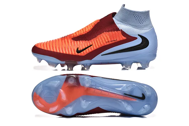 Nike Orange Blue Sock-Fit Knit Upper Asymmetric Lacing Firm-Ground Soccer Shoes 9