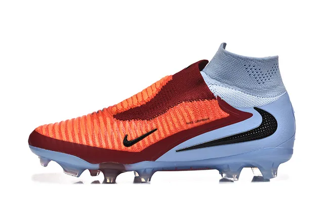 Nike Orange Blue Sock-Fit Knit Upper Asymmetric Lacing Firm-Ground Soccer Shoes 10