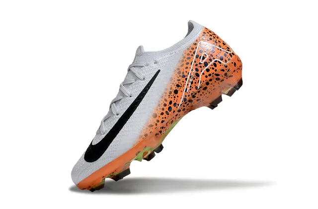 Nike Orange White Flyknit Upper Speckled Leopard Print Overlay Firm-Ground Soccer Shoes 7