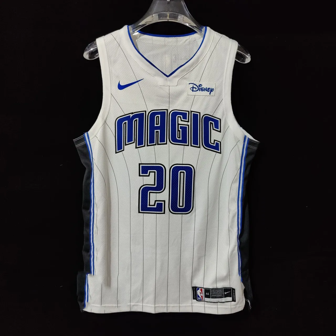 Nike Orlando Magic #20 Disney Edition White Blue Pinstripe Embroidered Lettering Jersey 3