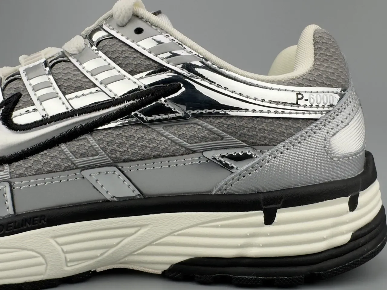 Nike P-6000 Metallic Silver Black White Lifestyle Sneakers 7