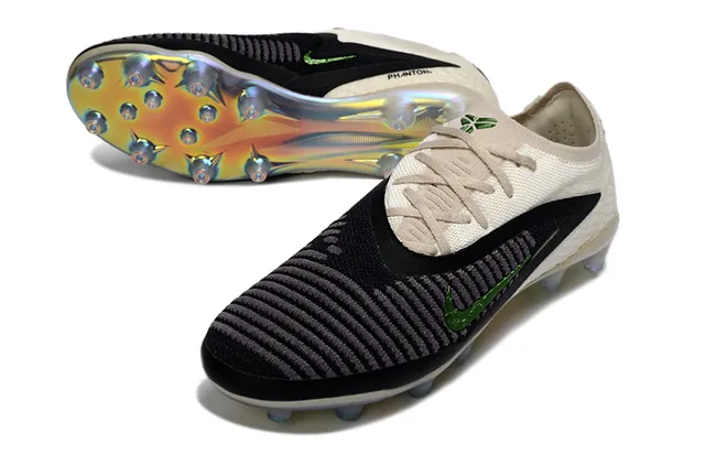 Nike Phantom GT Beige Black Knit Upper Dynamic Overlay Firm-Ground Soccer Shoes 4