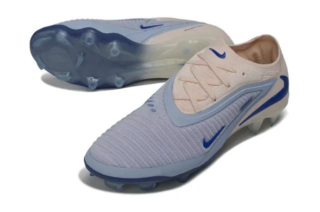 Nike Phantom GT Beige Blue Upper de Malha Cinto de Medi-pé Firm-Ground Chuteiras de Futebol 4