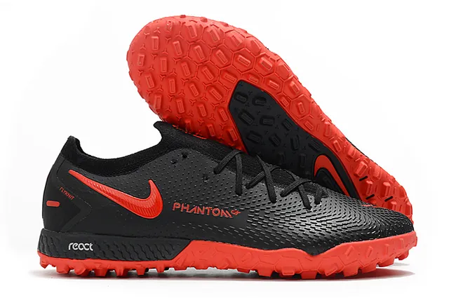 Nike Phantom GT Chaussures de Football Noir Marron Basse Coupe Tige Synthétique Panneau Cuivre Métallique Milieu Pied Turf 5