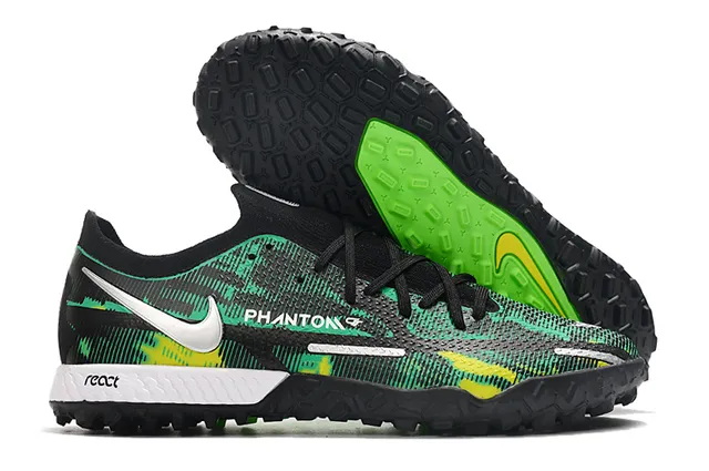 Nike Phantom GT Chaussures de Football Noir Marron Basse Coupe Tige Synthétique Panneau Cuivre Métallique Milieu Pied Turf 14