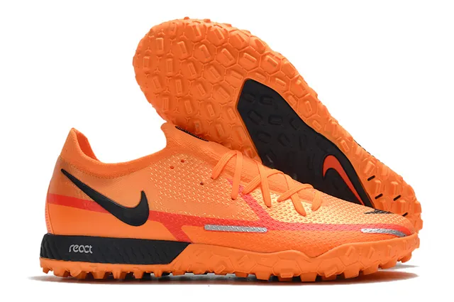Nike Phantom GT Chaussures de Football Noir Marron Basse Coupe Tige Synthétique Panneau Cuivre Métallique Milieu Pied Turf 16