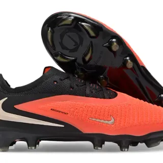Nike Phantom GT Black Orange Low-Cut Knit Upper Asymmetric Lacing System Firm-Ground Soccer Shoes