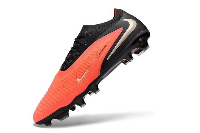 Nike Phantom GT Black Orange Low-Cut Knit Upper Asymmetric Lacing System Firm-Ground Soccer Shoes 3