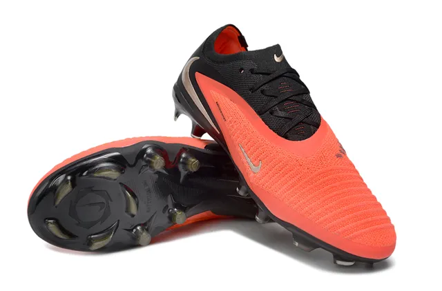 Nike Phantom GT Black Orange Low-Cut Knit Upper Asymmetric Lacing System Firm-Ground Soccer Shoes 4