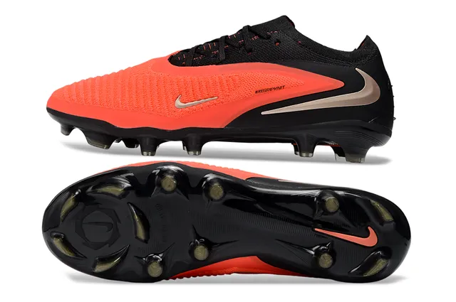 Nike Phantom GT Black Orange Low-Cut Knit Upper Asymmetric Lacing System Firm-Ground Soccer Shoes 6