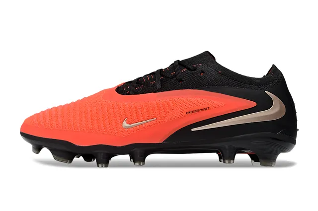 Nike Phantom GT Black Orange Low-Cut Knit Upper Asymmetric Lacing System Firm-Ground Soccer Shoes 7