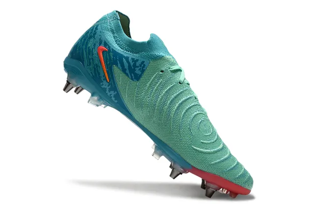 Nike Phantom GT Blue Multicolor Knit Upper Asymmetrical Lacing Firm-Ground Soccer Shoes 2