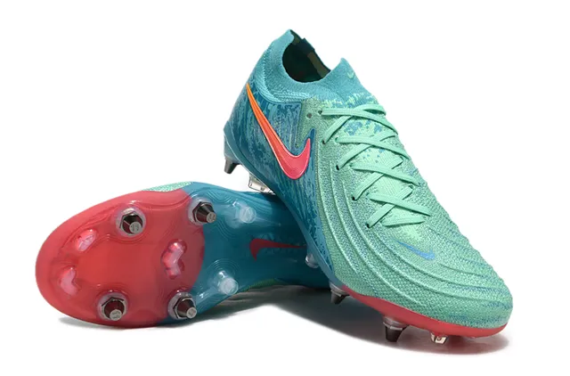 Nike Phantom GT Blue Multicolor Knit Upper Asymmetrical Lacing Firm-Ground Soccer Shoes 4