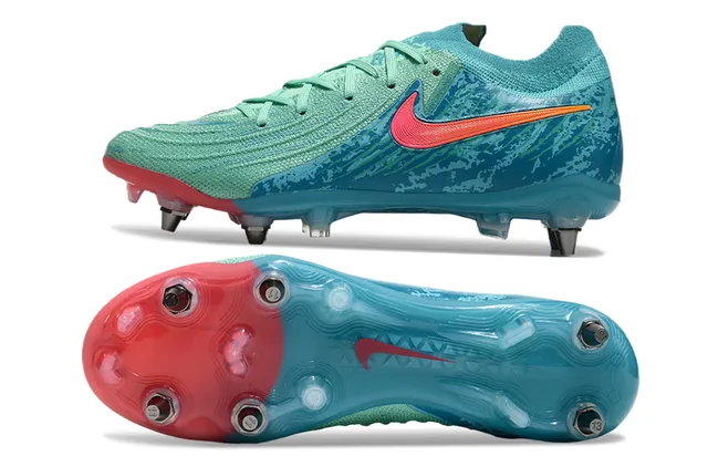 Nike Phantom GT Blue Multicolor Knit Upper Asymmetrical Lacing Firm-Ground Soccer Shoes 6