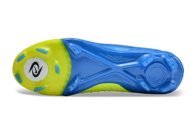 Nike Phantom GT Bleu Jaune Low-Cut Knit Upper Système de Lacets Asymétrique Chaussures de Football pour Terrain Ferme 6
