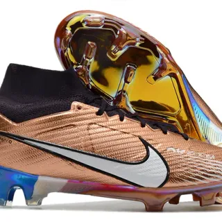Nike Phantom GT 金蓝金属铜色鞋面 虹彩鞋跟支柱 硬地足球鞋