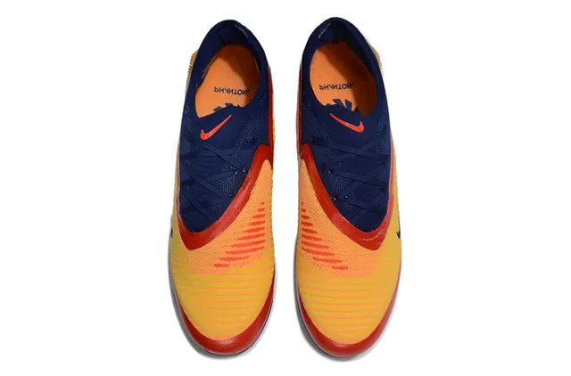 Nike Phantom GT Navy Orange Low-Cut Knit Upper Asymmetric Lacing Firm-Ground Soccer Shoes 2