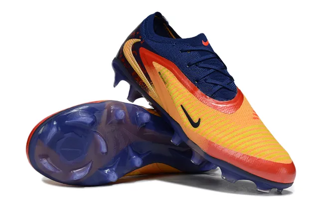 Nike Phantom GT Navy Orange Low-Cut Knit Upper Asymmetric Lacing Firm-Ground Soccer Shoes 3