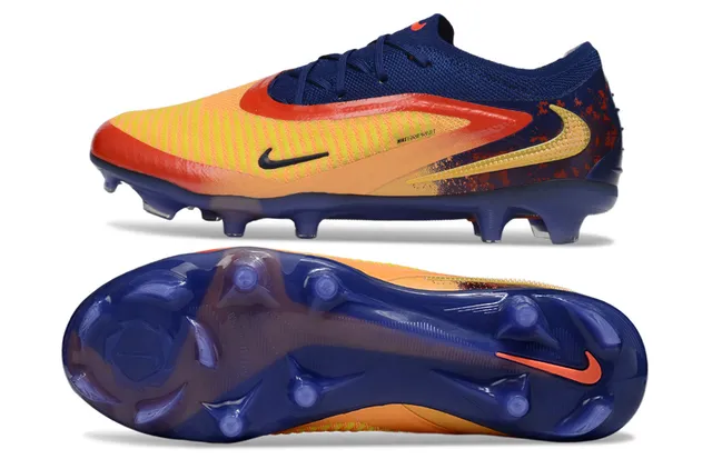 Nike Phantom GT Navy Orange Low-Cut Knit Upper Asymmetric Lacing Firm-Ground Soccer Shoes 5