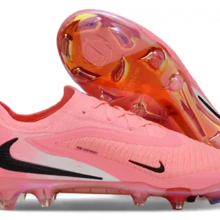 Nike Phantom GT Pink Black Low-Cut Knit Upper Asymmetrical Lacing Firm-Ground Soccer Shoes