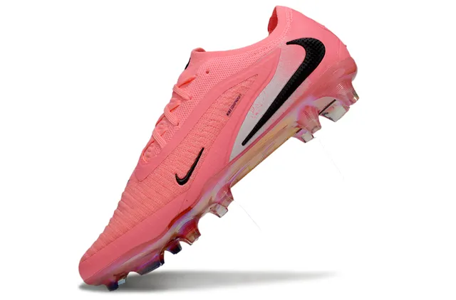 Nike Phantom GT Pink Black Low-Cut Knit Upper Asymmetrical Lacing Firm-Ground Soccer Shoes 3