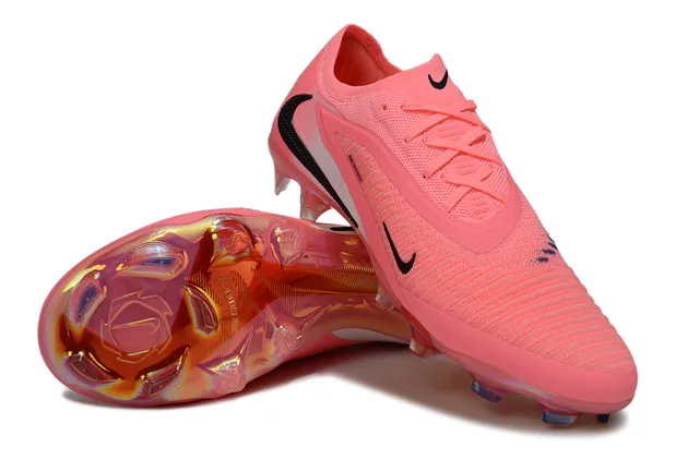 Nike Phantom GT Pink Black Low-Cut Knit Upper Asymmetrical Lacing Firm-Ground Soccer Shoes 4