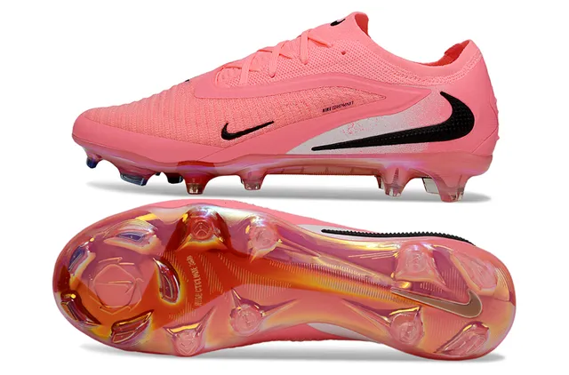 Nike Phantom GT Pink Black Low-Cut Knit Upper Asymmetrical Lacing Firm-Ground Soccer Shoes 6