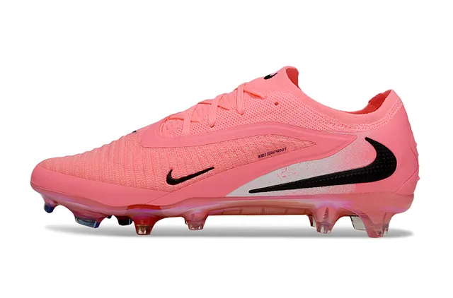 Nike Phantom GT Pink Black Low-Cut Knit Upper Asymmetrical Lacing Firm-Ground Soccer Shoes 7